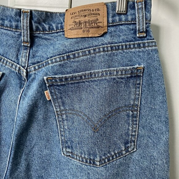 Vintage Levi’s 816 Jeans Mens 34 White Tag Tab Blue Cotton Classic 5 Pocket - Picture 4 of 11